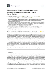 Autochthonous Probiotics in Meat Products: Selection, Identiﬁcation, and Their Use As Starter Culture