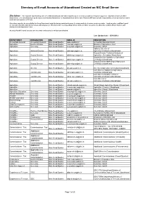 Directory of E-Mail Accounts of Uttarakhand Created on NIC Email Server