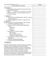 Lead Exposure Control