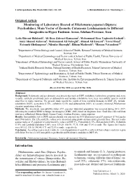 Original Article Monitoring of Laboratory Reared of Phlebotomus