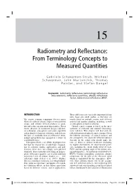 Radiometry and Reflectance: from Terminology Concepts to Measured