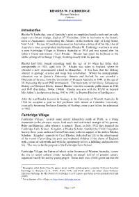 Rhodes W Fairbridge