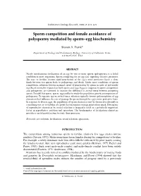 Sperm Competition and Female Avoidance of Polyspermy Mediated by Sperm–Egg Biochemistry