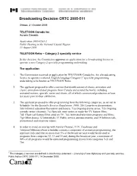 Broadcasting Decision CRTC 2005-511