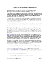 Case Study on Investment Filters (Warren Buffett )