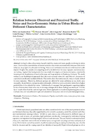 Relation Between Observed and Perceived Traffic Noise and Socio
