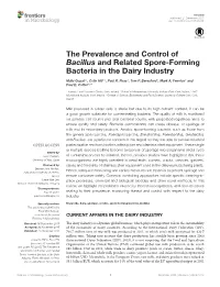 The Prevalence and Control of Bacillus and Related Spore-Forming Bacteria in the Dairy Industry
