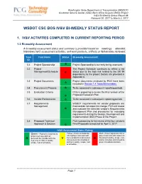Wsdot Csc Bos Iv&V Bi-Weekly Status Report
