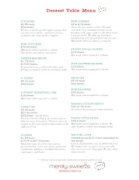 Dessert Table Menu