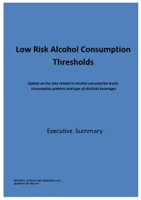 Low Risk Alcohol Consumption Thresholds