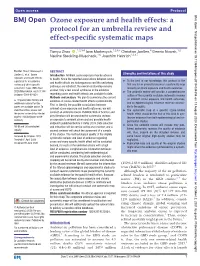 Ozone Exposure and Health Effects: a Protocol for an Umbrella Review and Effect-­Specific Systematic Maps
