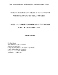 Proposal to Establish a School of Management At