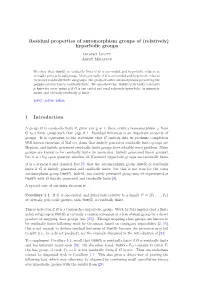 Residual Properties of Automorphism Groups of (Relatively) Hyperbolic Groups Gilbert Levitt Ashot Minasyan