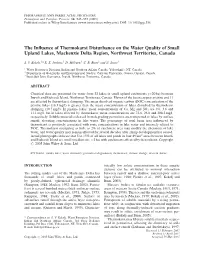 The Influence of Thermokarst Disturbance on the Water Quality Of