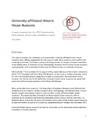 A Report on Best Practices in University-Affiliated Historic House