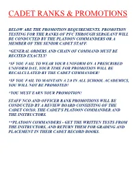 Cadet Ranks & Promotions