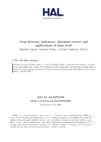 Crop Diversity Indicators: Literature Review and Applications at Farm Level Ghislain Geniaux, Stephane Bellon, J