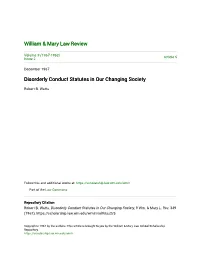 Disorderly Conduct Statutes in Our Changing Society