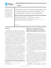 Effectiveness and Safety of Daclatasvir/Sofosbuvir with Or Without Ribavirin in Genotype 3 Hepatitis C Virus Infected Patients
