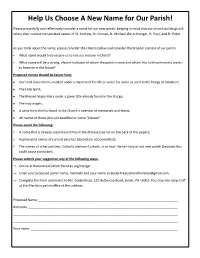 Help Us Choose a New Name for Our Parish!