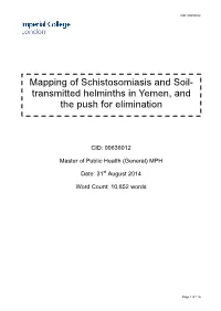 Mapping of Schistosomiasis and Soil- Transmitted Helminths in Yemen, and the Push for Elimination