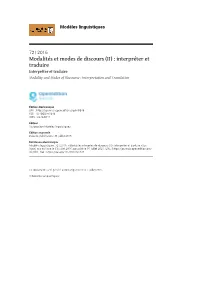 Modèles Linguistiques, 72