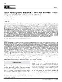 Spinal Meningiomas: Report of 14 Cases and Literature Review