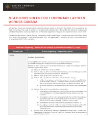 Statutory Rules for Temporary Layoffs Across Canada