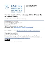 The Library of Babel" and the Dream of Totality Jonathan Edward Basile, Emory University
