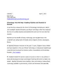 A New Brochure Released by the Church of Scientology International in March 2013 Spotlights Applied Scholastics and Study Techno