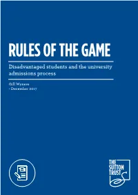 Disadvantaged Students and the University Admissions Process