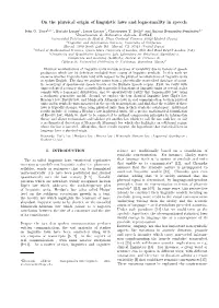 On the Physical Origin of Linguistic Laws and Lognormality in Speech