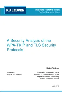 A Security Analysis of the WPA-TKIP and TLS Security Protocols