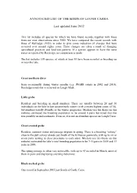 Annotated List of the Birds of Lough Carra