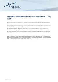 Appendix 5: Road Manager Conditions (Last Updated 13 May 2020)