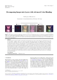 Decomposing Images Into Layers with Advanced Color Blending