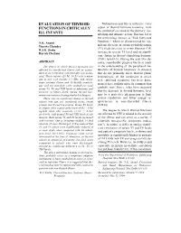 Evaluation of Thyroid Functions in Critically Ill