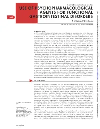 Use of Psychopharmacological Agents for Functional Gastrointestinal