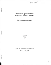 Annotated List of Past Activities on Alcoholism in Maryland: 1935-1960