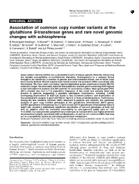 Association of Common Copy Number Variants at the Glutathione S