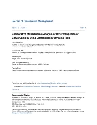 Comparative Mito-Genomic Analysis of Different Species of Genus Canis by Using Different Bioinformatics Tools