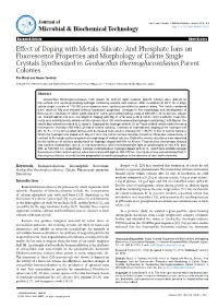 Effect of Doping with Metals, Silicate, and Phosphate Ions On