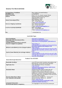 Erasmus Fact Sheet 2021/2022