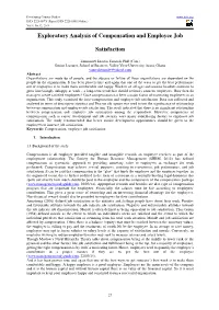 Exploratory Analysis of Compensation and Employee Job Satisfaction