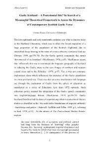 Gaelic Scotland – a Postcolonial Site? in Search of a Meaningful Theoretical Framework to Assess the Dynamics of Contemporary Scottish Gaelic Verse