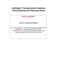 Intelligent Transportation Systems Early Deployment Planning Study