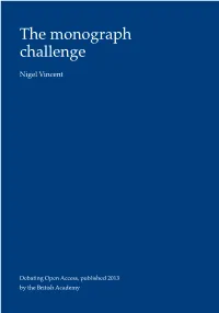 The Monograph Challenge