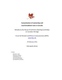 Concentration of Ownership and Local Broadcast News in Canada