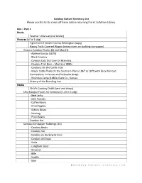 Cowboy Culture Inventory List Please Use This List to Check Off Items Before Returning the Kit to Milner Library