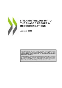 Finland: Follow-Up to the Phase 3 Report & Recommendations